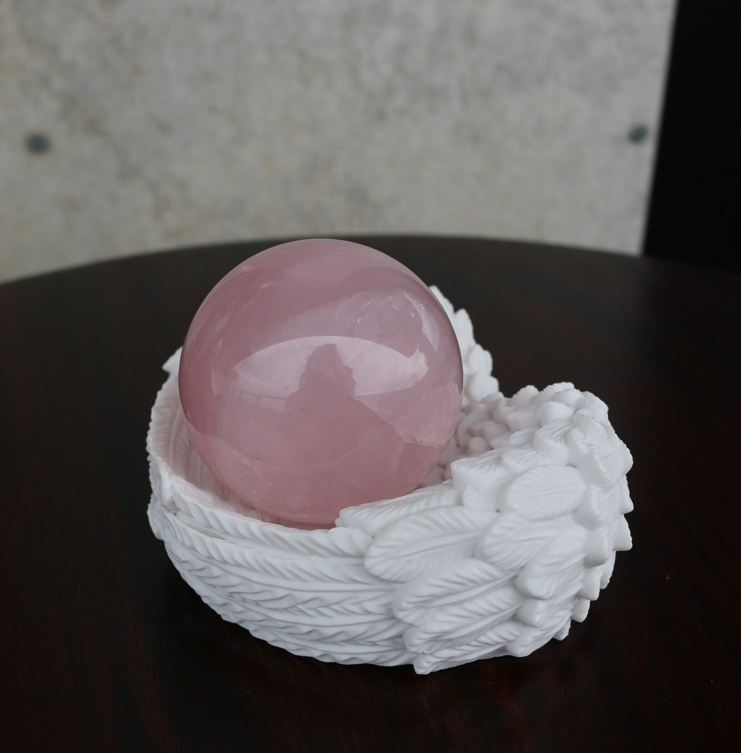 Crystal Sphere Holder with Heart Wings – Gemstone Ball Stand, Crystal Ball Display Stand