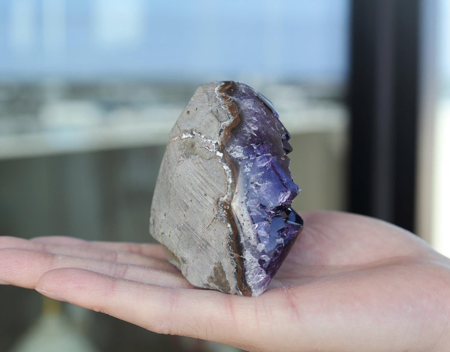 Natural Amethyst Geode 355g – Purple Crystal for Meditation & Home Decor