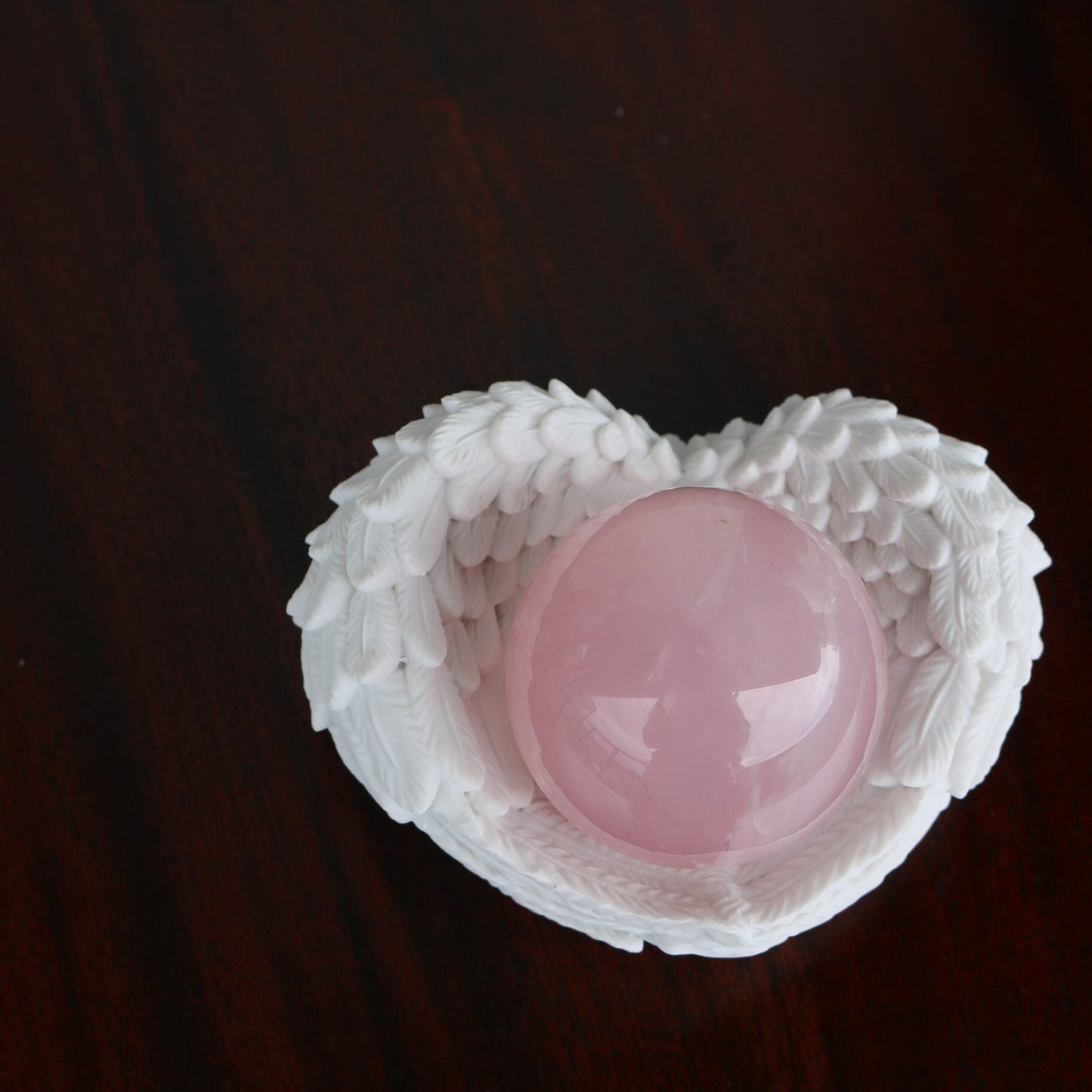 Crystal Sphere Stand – Heart Wings Holder for Gemstone Balls