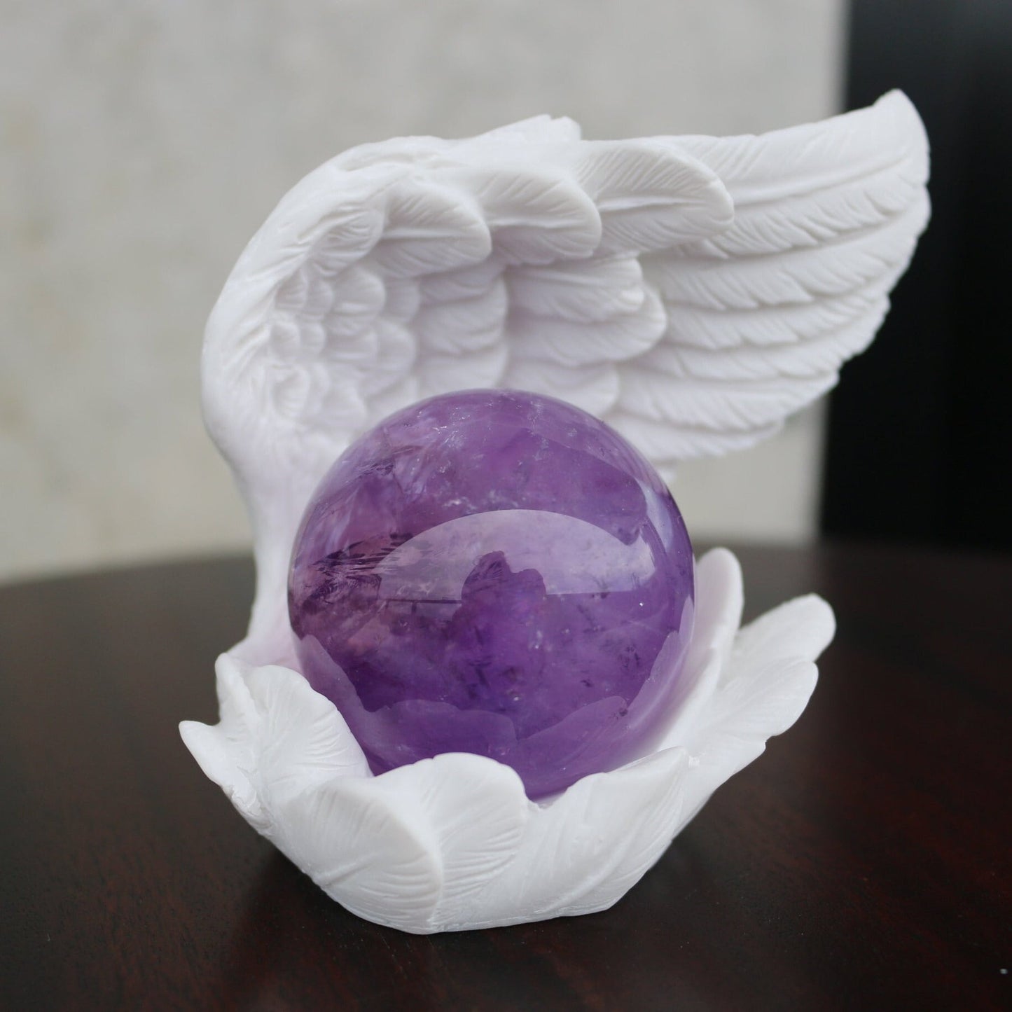 Angel Wing Crystal Sphere Stand – Gemstone Ball Holder & Decorative Display