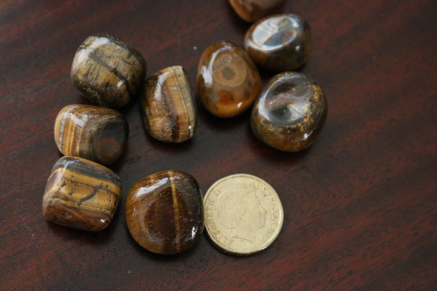 Natural Tumbled Tiger’s Eye Stone – Polished Tiger Eye Crystal, Pocket Stone, Small Display Crystal