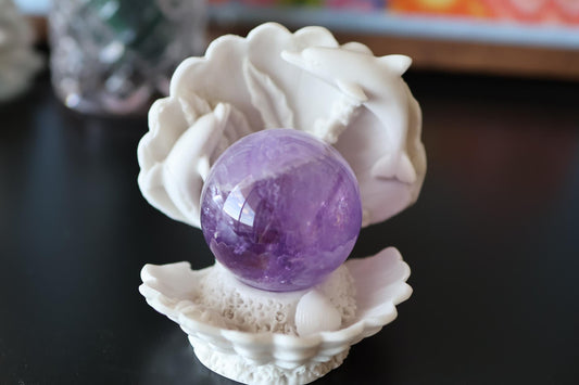 Shell Crystal Sphere Holder – Gift Stand for Gemstone Spheres & Display