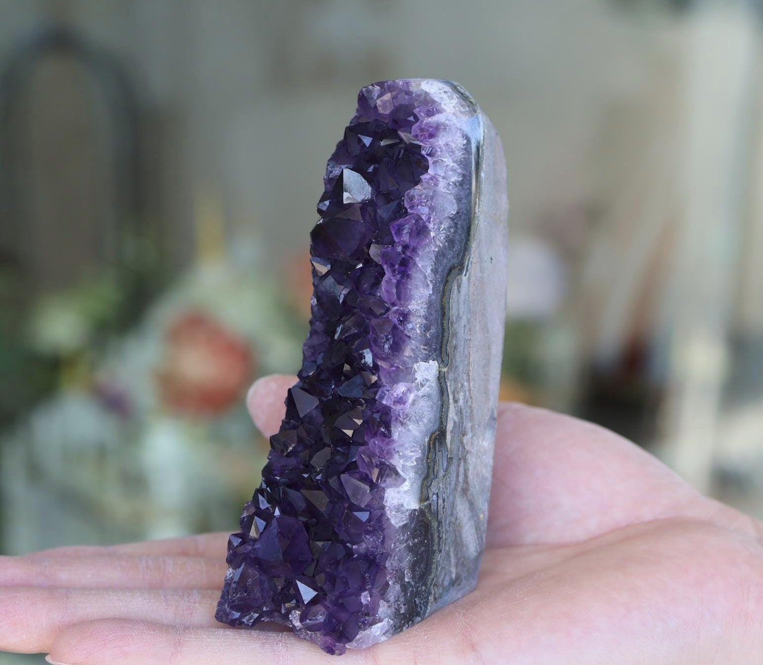 Natural Amethyst Geode: Raw Crystal Cluster, Home Decor (449g)