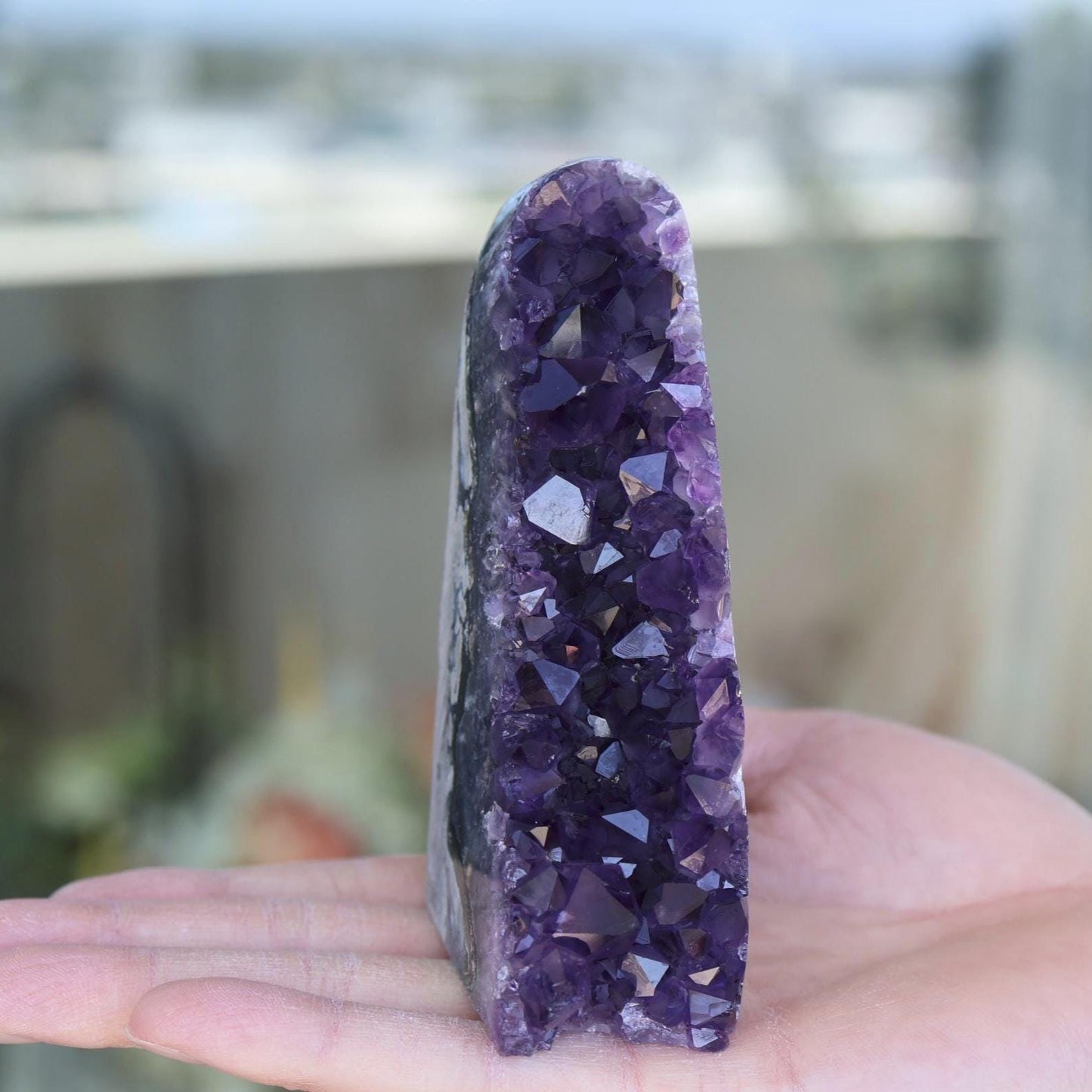 Natural Amethyst Geode: Raw Crystal Cluster, Home Decor (449g)