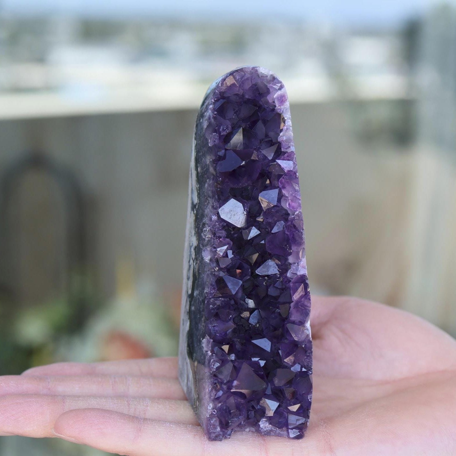 Natural Amethyst Geode: Raw Crystal Cluster, Home Decor (449g)