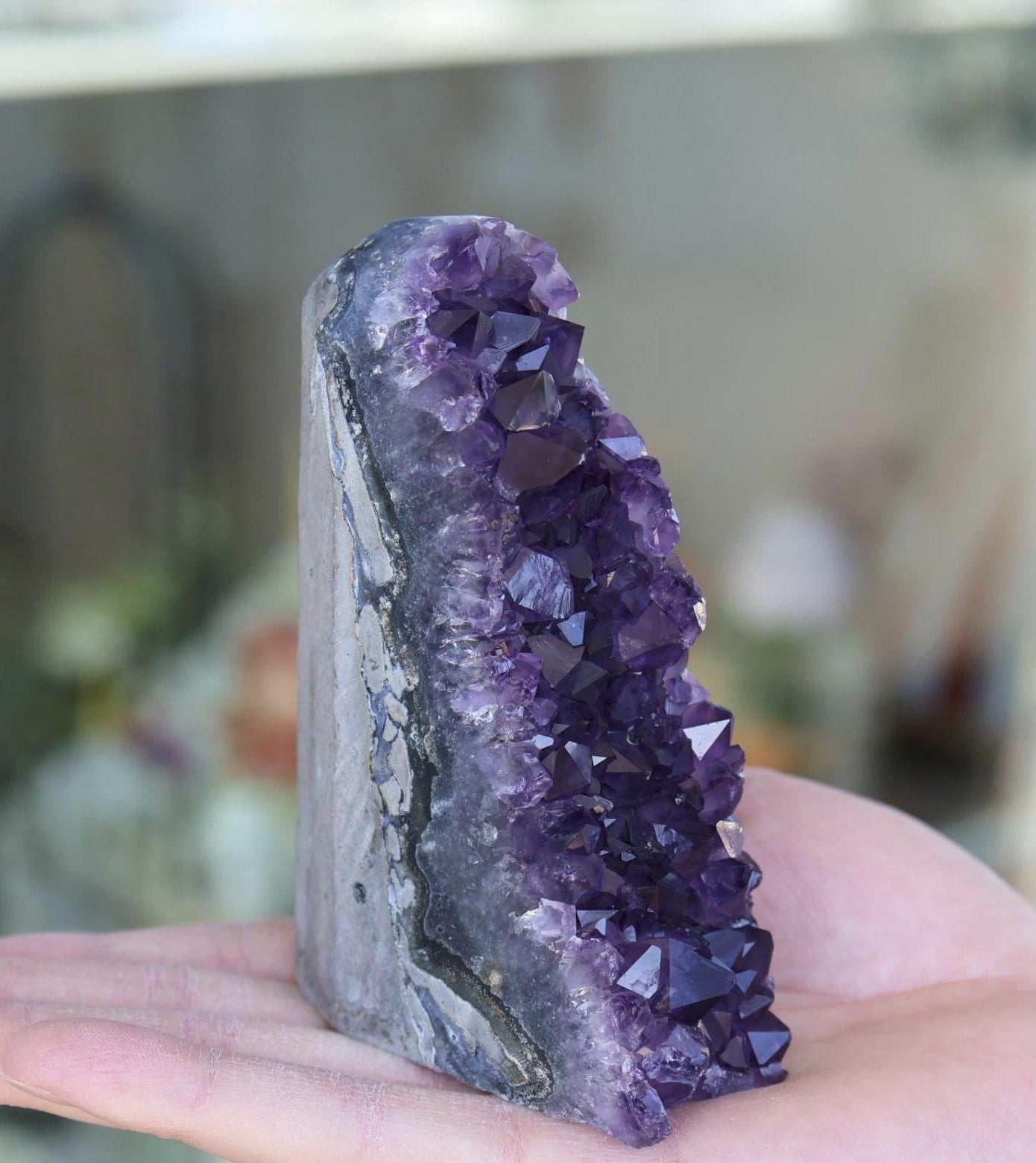 Natural Amethyst Geode: Raw Crystal Cluster, Home Decor (449g)