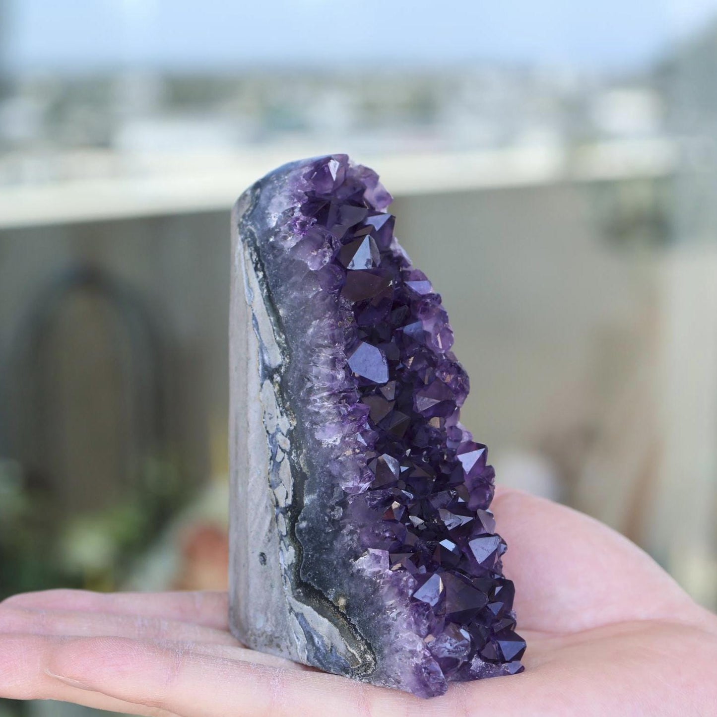 Natural Amethyst Geode: Raw Crystal Cluster, Home Decor (449g)