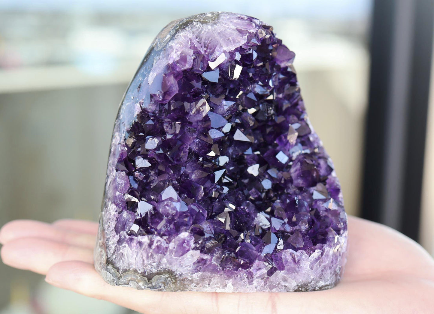 Natural Amethyst Geode Cluster 1080g – Purple Crystal for Home Decor & Display