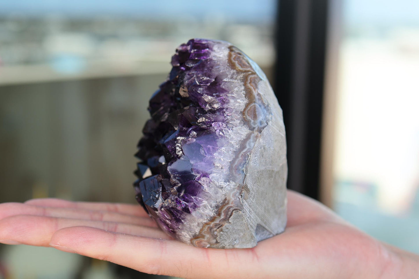 Natural Amethyst Geode Cluster 840g – Raw Purple Crystal for Home Decor & Display