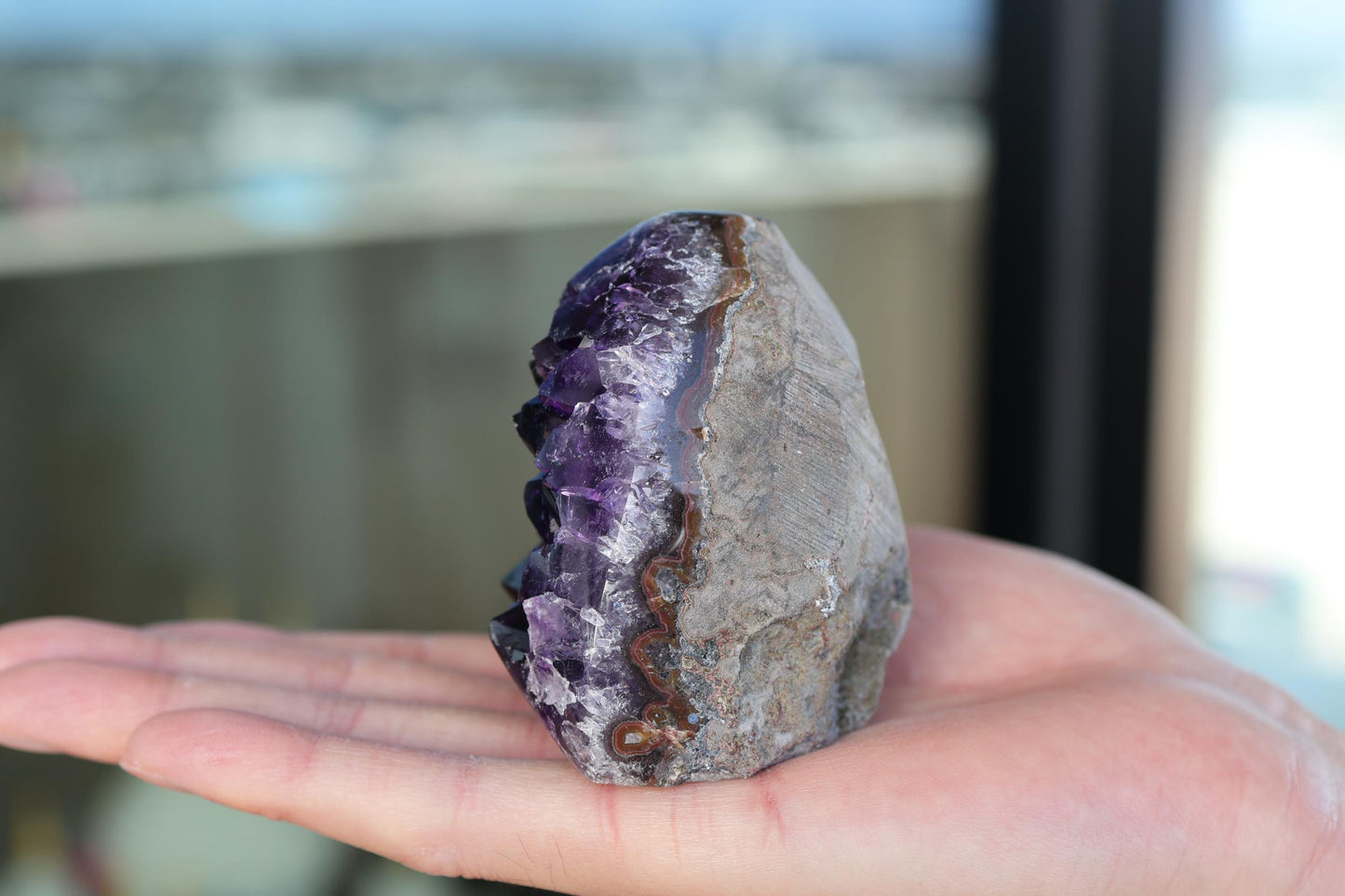 Natural Amethyst Geode 355g – Purple Crystal for Meditation & Home Decor