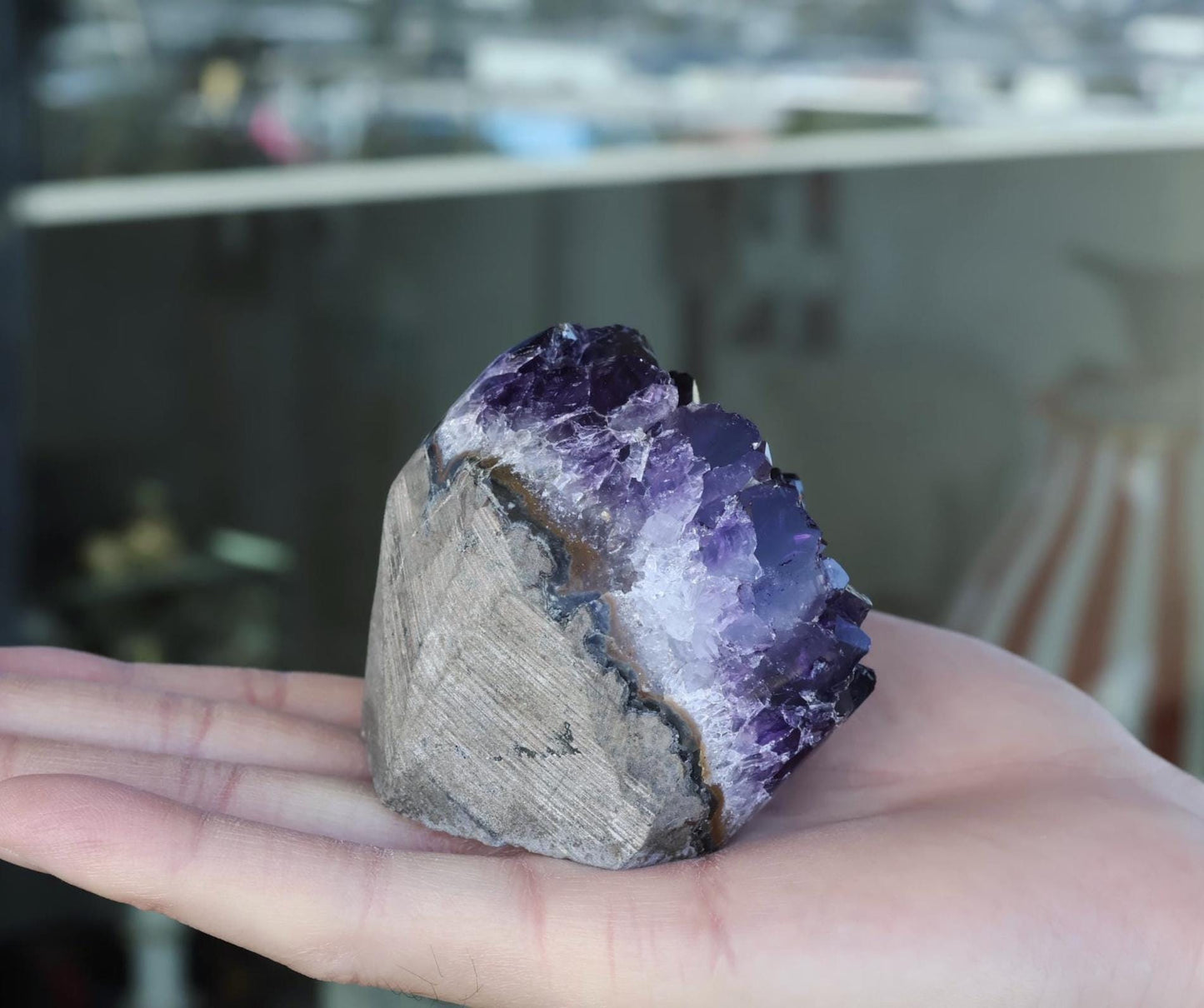 Natural Amethyst Geode Cluster 304g – Raw Purple Crystal for Home Decor & Display