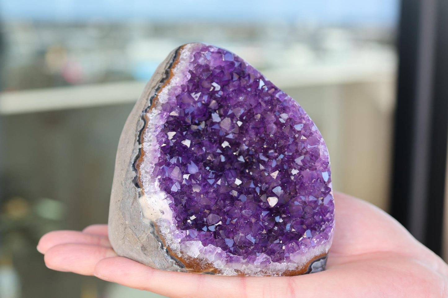 Natural Amethyst Geode 829g – Purple Crystal for Home Decor & Display