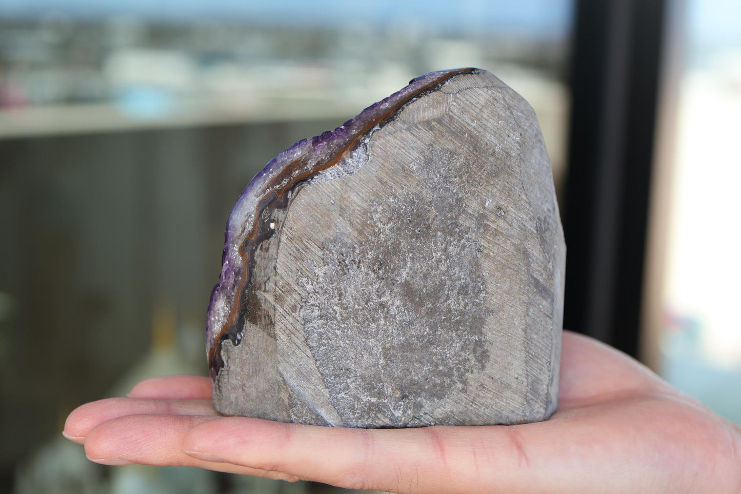 Natural Amethyst Geode 829g – Purple Crystal for Home Decor & Display