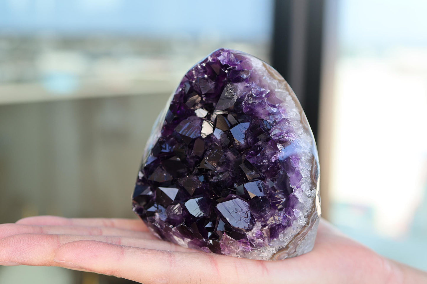 Natural Amethyst Geode Cluster 840g – Raw Purple Crystal for Home Decor & Display