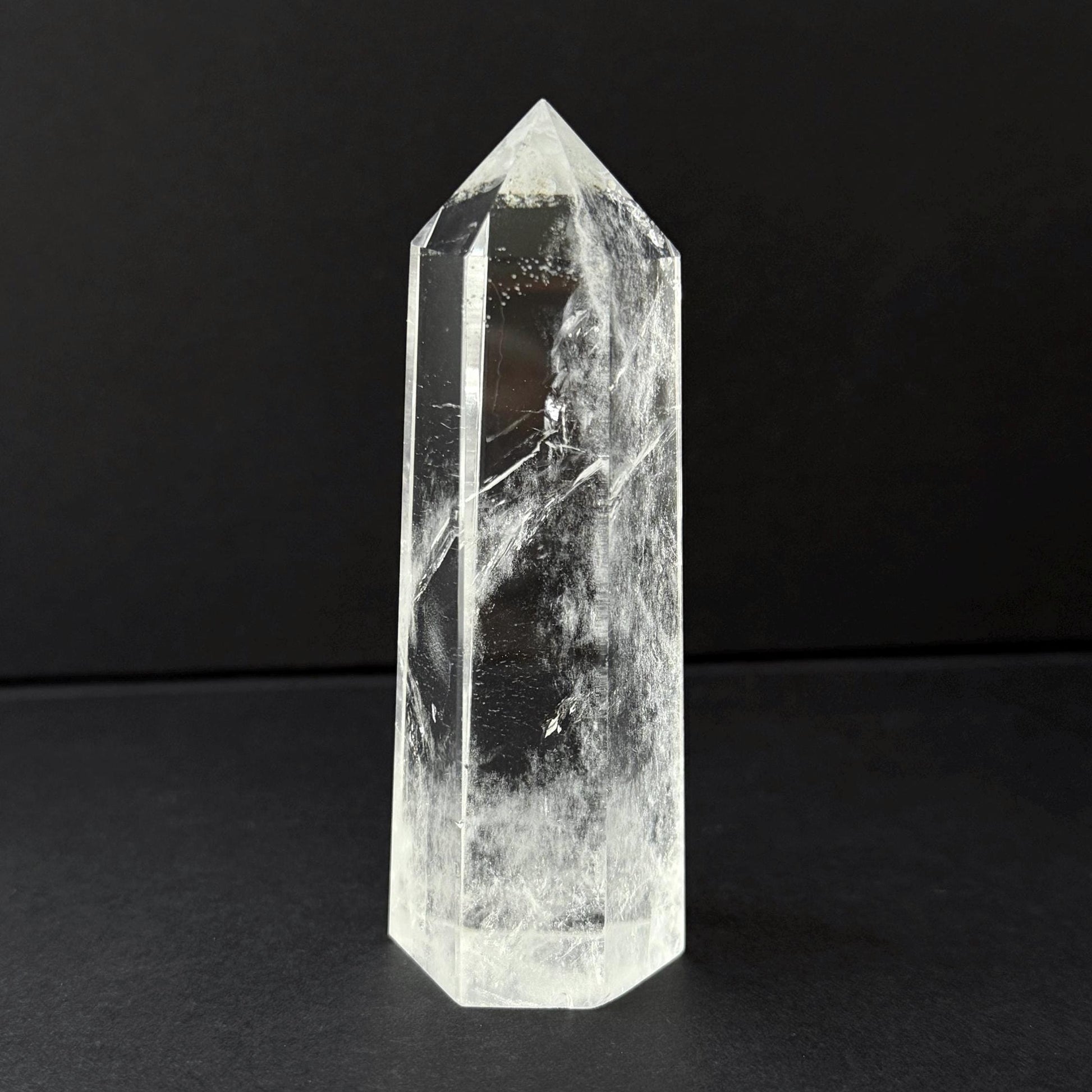 Natural Clear Quartz Tower Crystal Point 9cm Polished Quartz Generator Clear Quartz Crystal Tower 121g