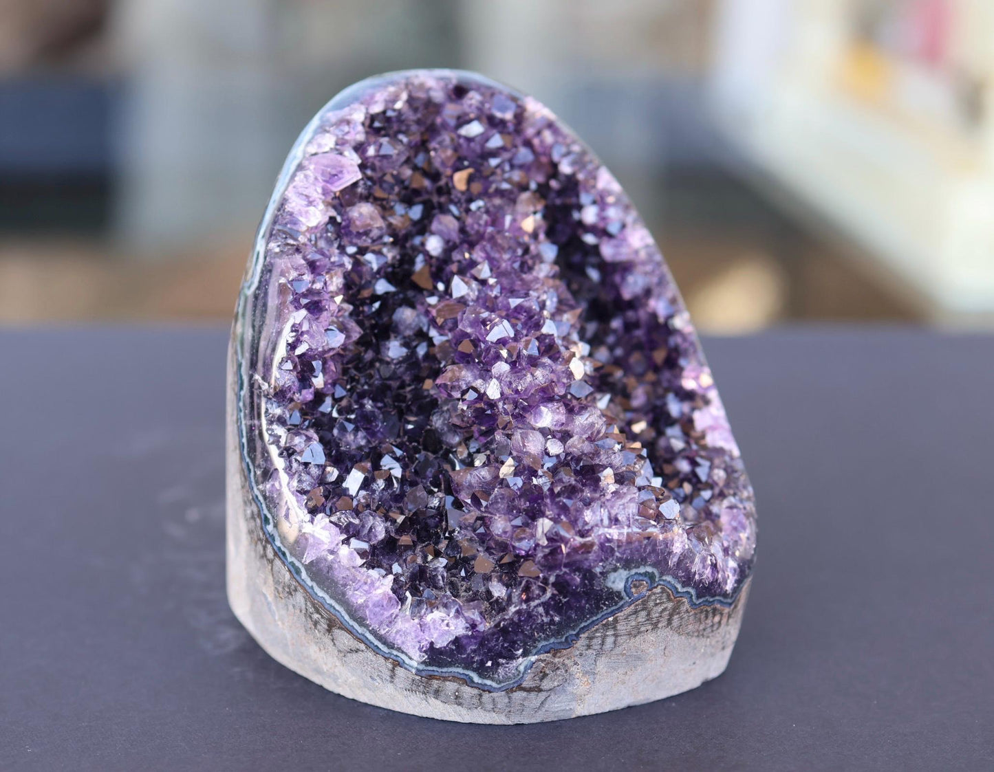 Deep Purple Uruguay Amethyst Geode Cluster Natural Crystal Cave Quartz Display Stone Collector Gift 755g