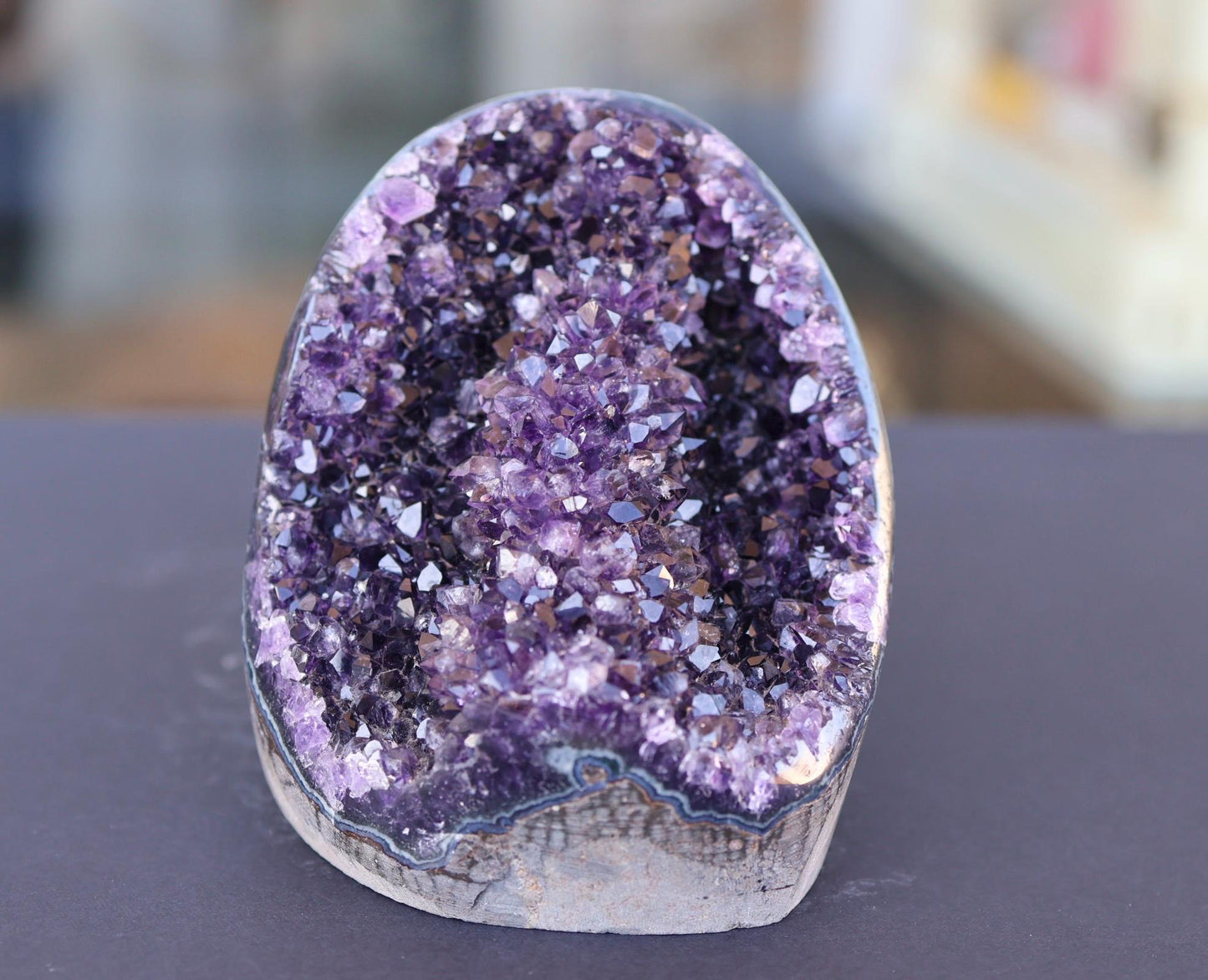 Deep Purple Uruguay Amethyst Geode Cluster Natural Crystal Cave Quartz Display Stone Collector Gift 755g