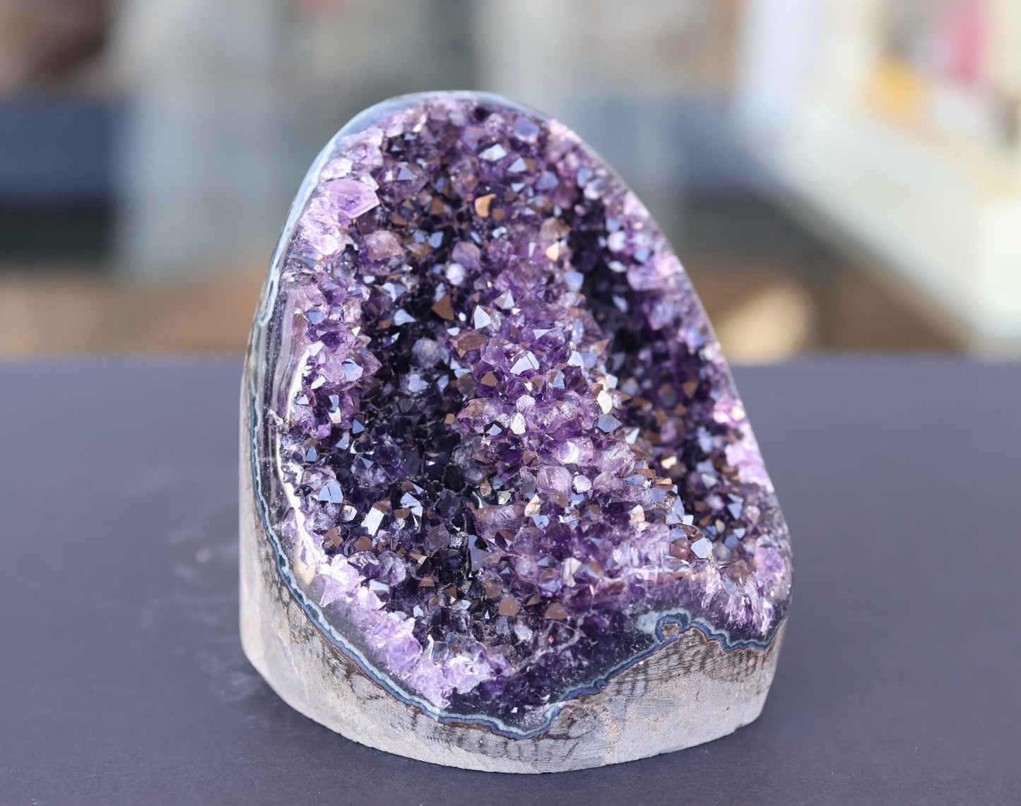 Deep Purple Uruguay Amethyst Geode Cluster Natural Crystal Cave Quartz Display Stone Collector Gift 755g