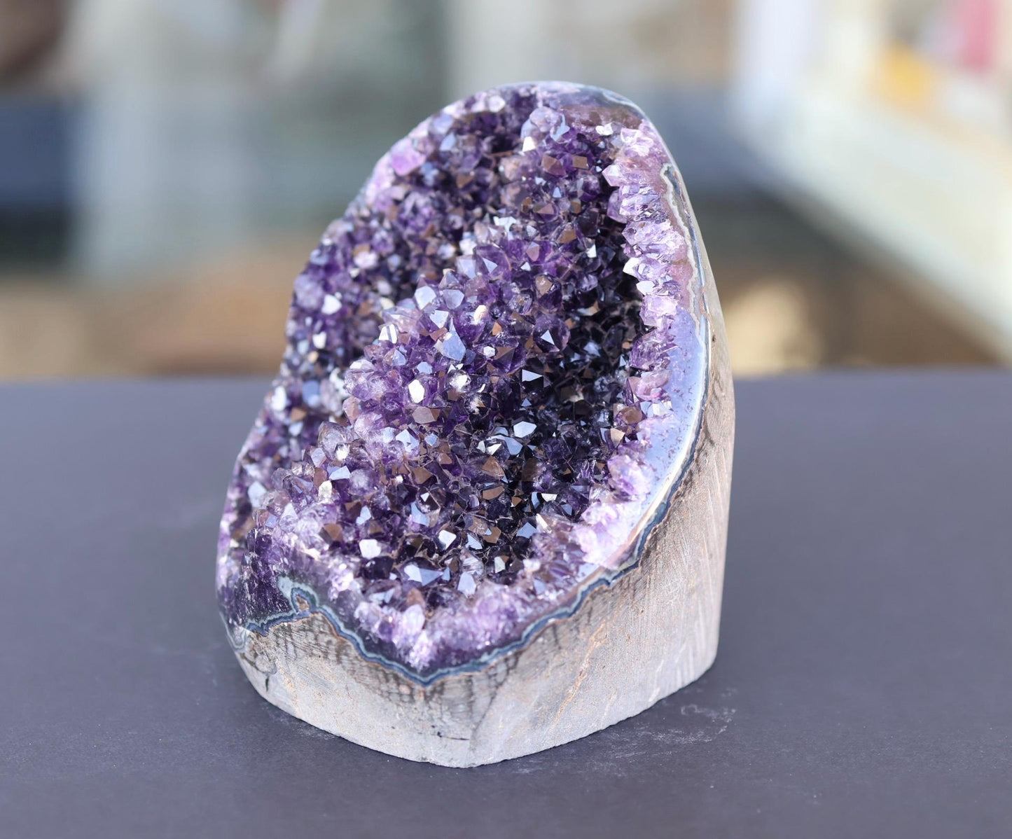 Deep Purple Uruguay Amethyst Geode Cluster Natural Crystal Cave Quartz Display Stone Collector Gift 755g
