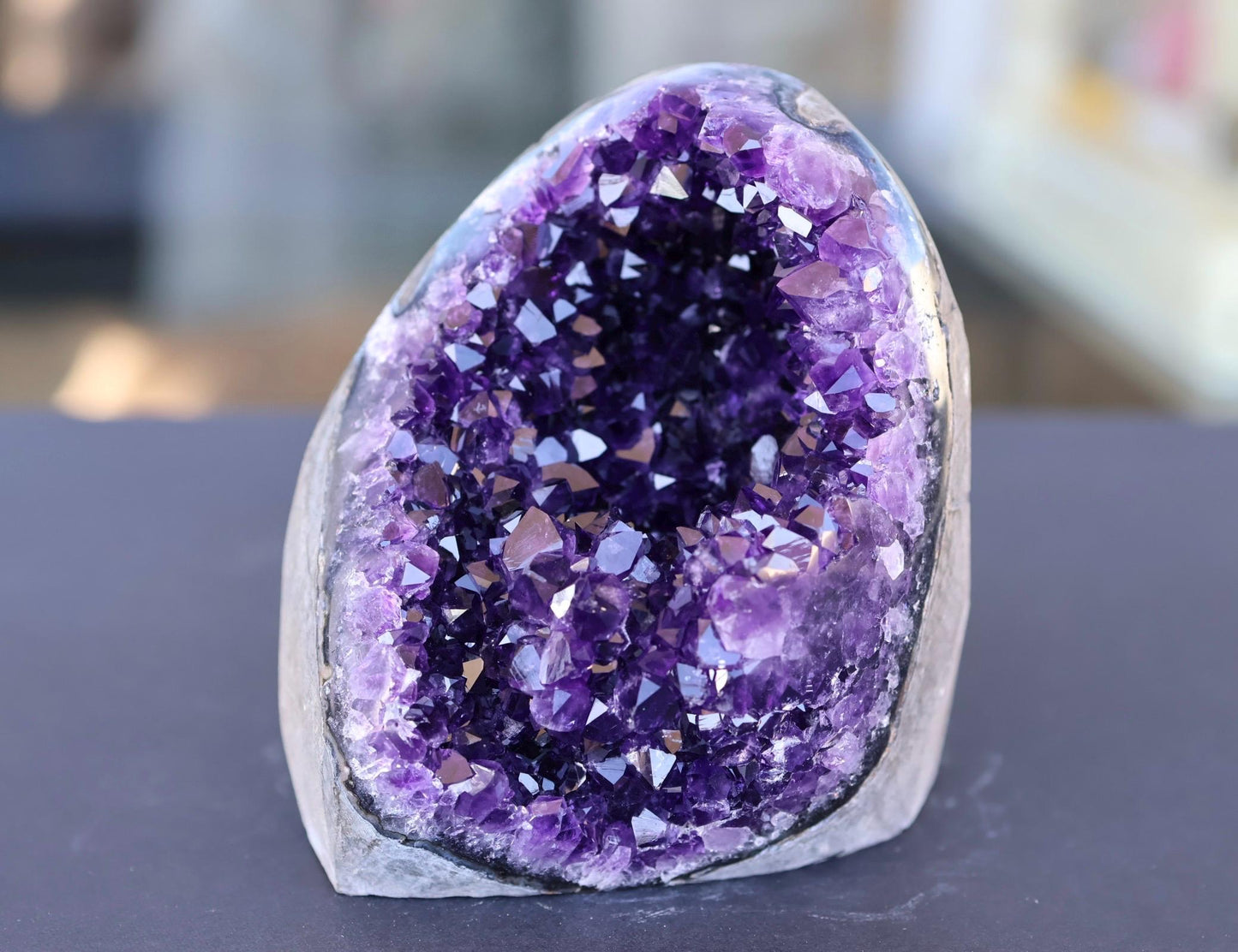 Large Uruguay Amethyst Geode 930g | Deep Purple Crystal Cluster | Natural Druzy Quartz Display Piece | One of a Kind Crystal Decor