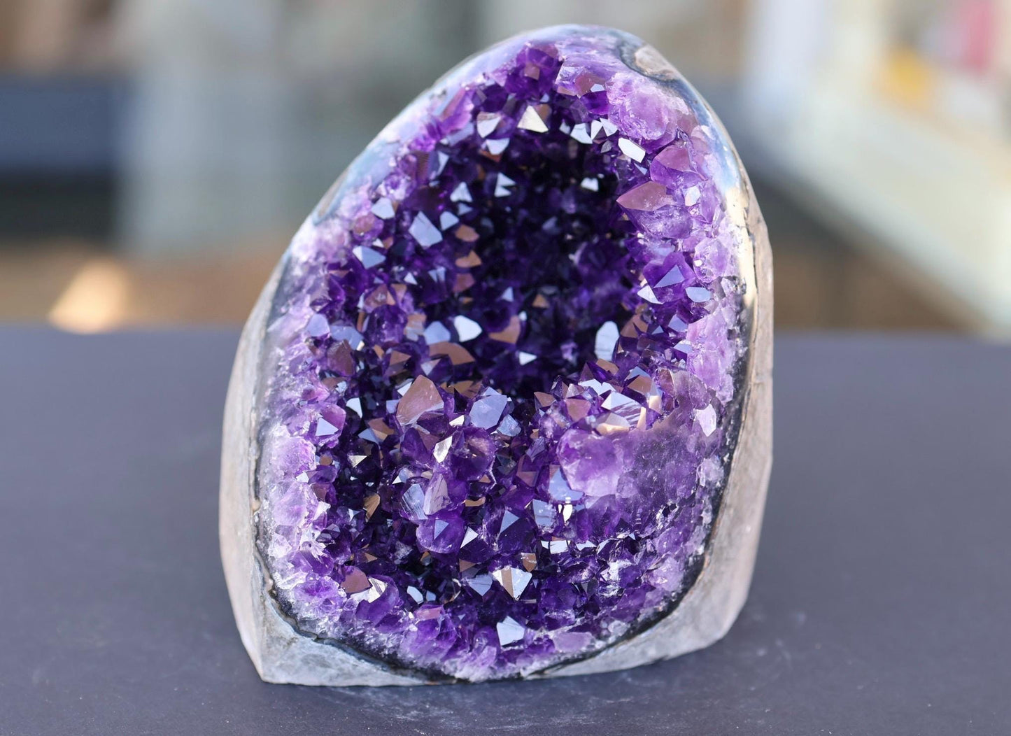 Large Uruguay Amethyst Geode 930g | Deep Purple Crystal Cluster | Natural Druzy Quartz Display Piece | One of a Kind Crystal Decor