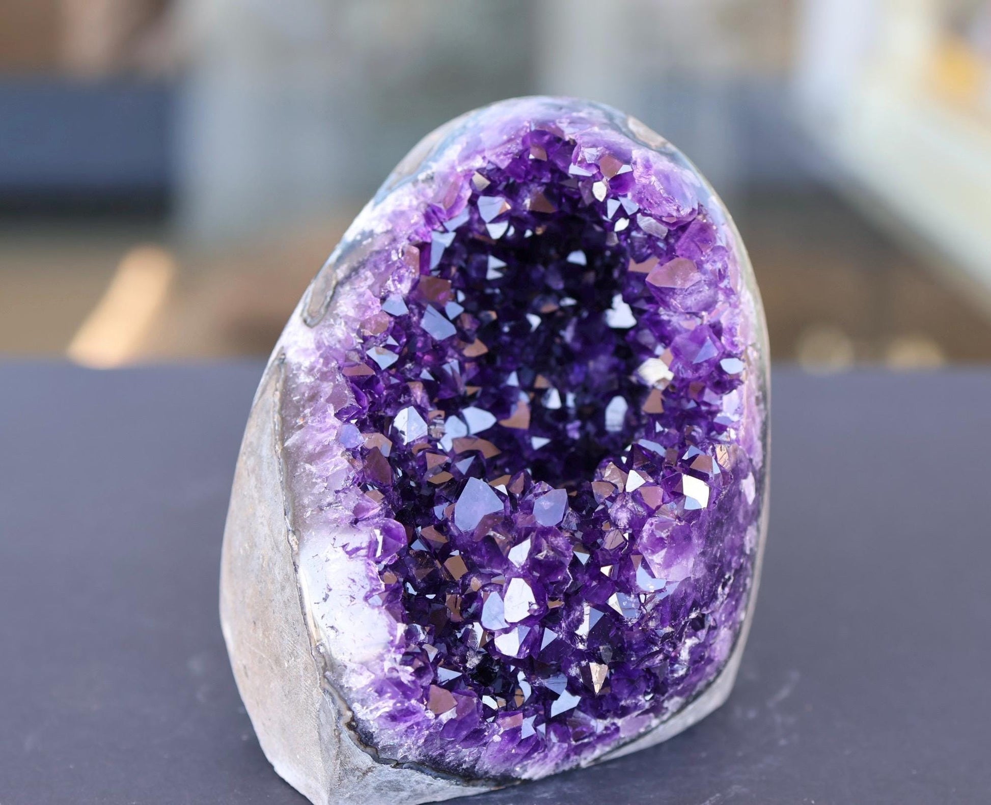 Large Uruguay Amethyst Geode 930g | Deep Purple Crystal Cluster | Natural Druzy Quartz Display Piece | One of a Kind Crystal Decor