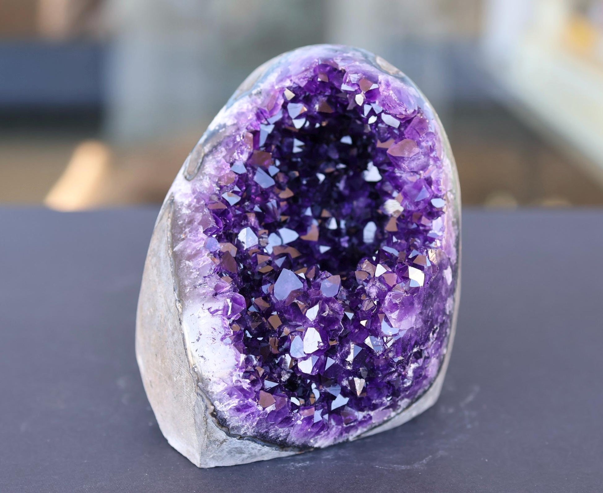 Large Uruguay Amethyst Geode 930g | Deep Purple Crystal Cluster | Natural Druzy Quartz Display Piece | One of a Kind Crystal Decor