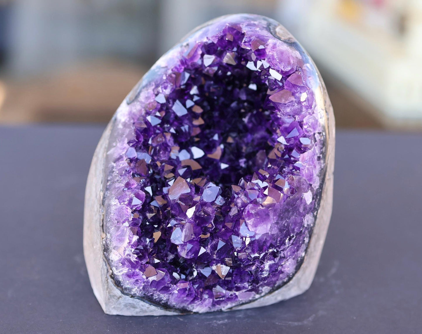 Large Uruguay Amethyst Geode 930g | Deep Purple Crystal Cluster | Natural Druzy Quartz Display Piece | One of a Kind Crystal Decor