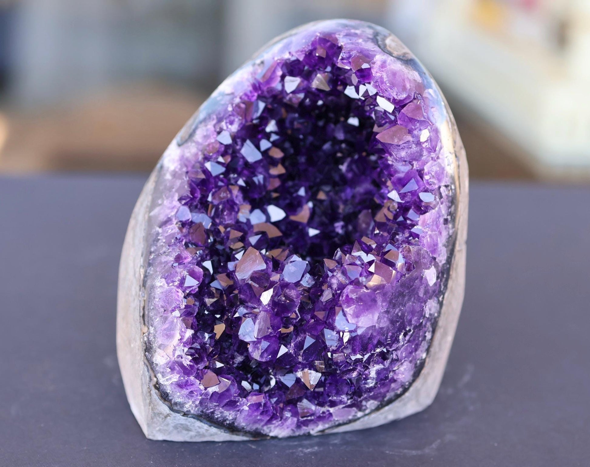 Large Uruguay Amethyst Geode 930g | Deep Purple Crystal Cluster | Natural Druzy Quartz Display Piece | One of a Kind Crystal Decor