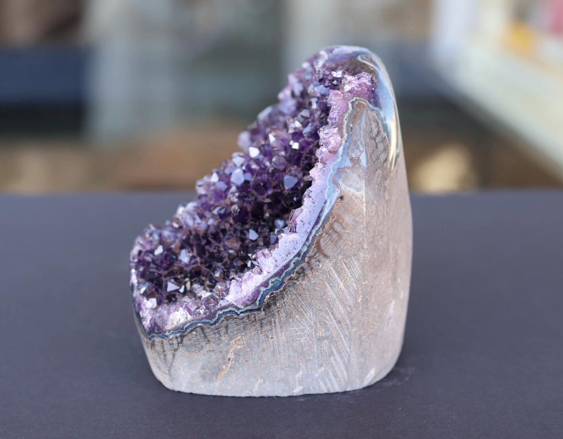Deep Purple Uruguay Amethyst Geode Cluster Natural Crystal Cave Quartz Display Stone Collector Gift 755g