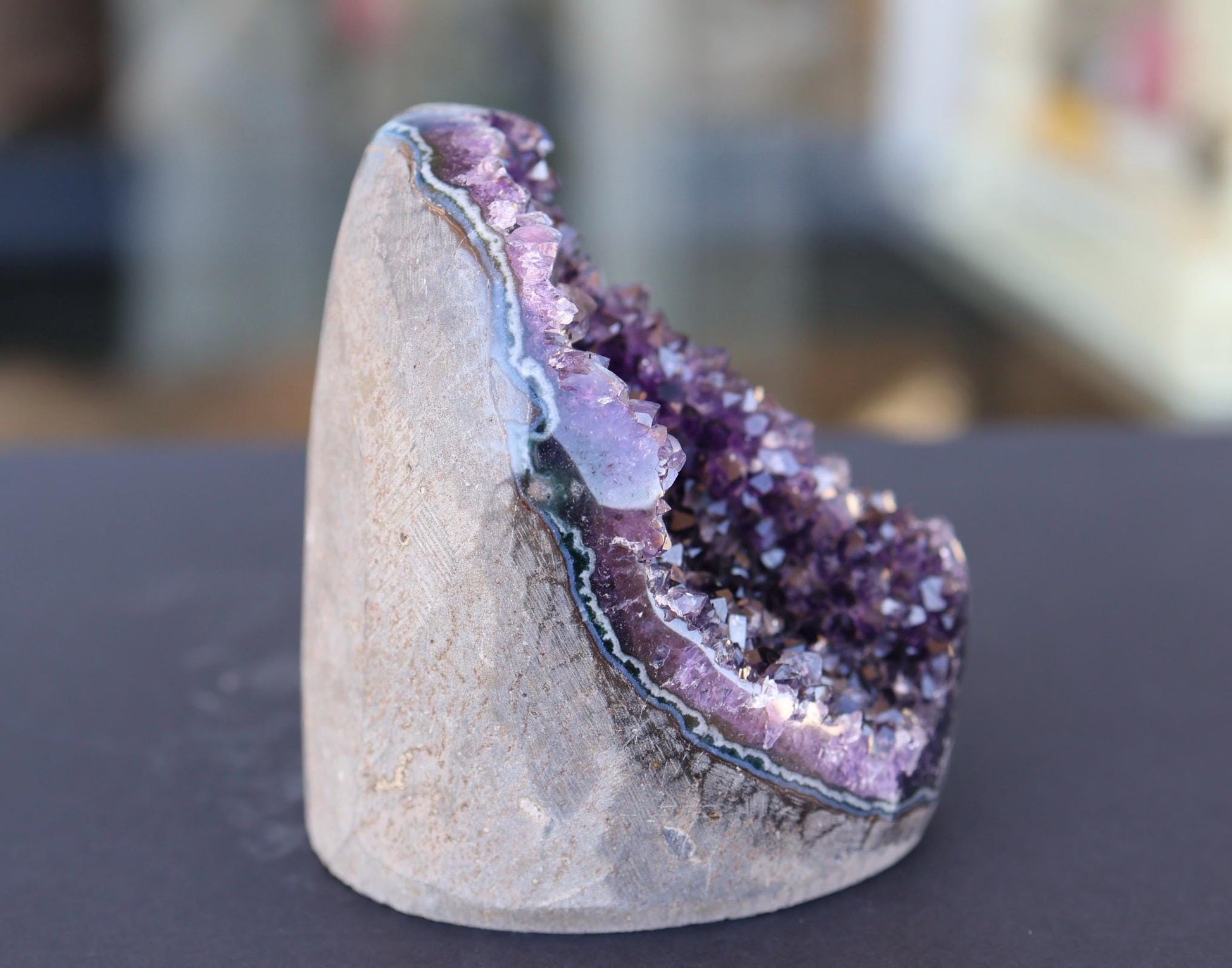 Deep Purple Uruguay Amethyst Geode Cluster Natural Crystal Cave Quartz Display Stone Collector Gift 755g