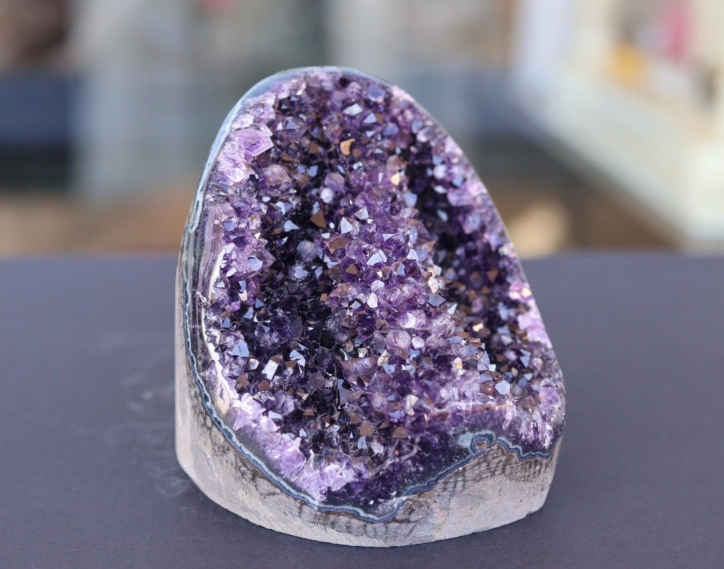 Deep Purple Uruguay Amethyst Geode Cluster Natural Crystal Cave Quartz Display Stone Collector Gift 755g