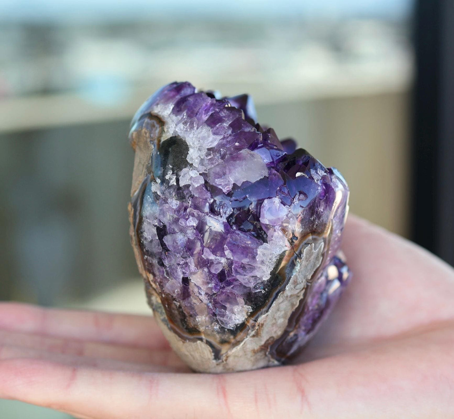 Deep Purple Amethyst Geode 515g | High Grade Uruguay Crystal Cluster | Natural Druzy Display Piece | Unique Crystal Decor