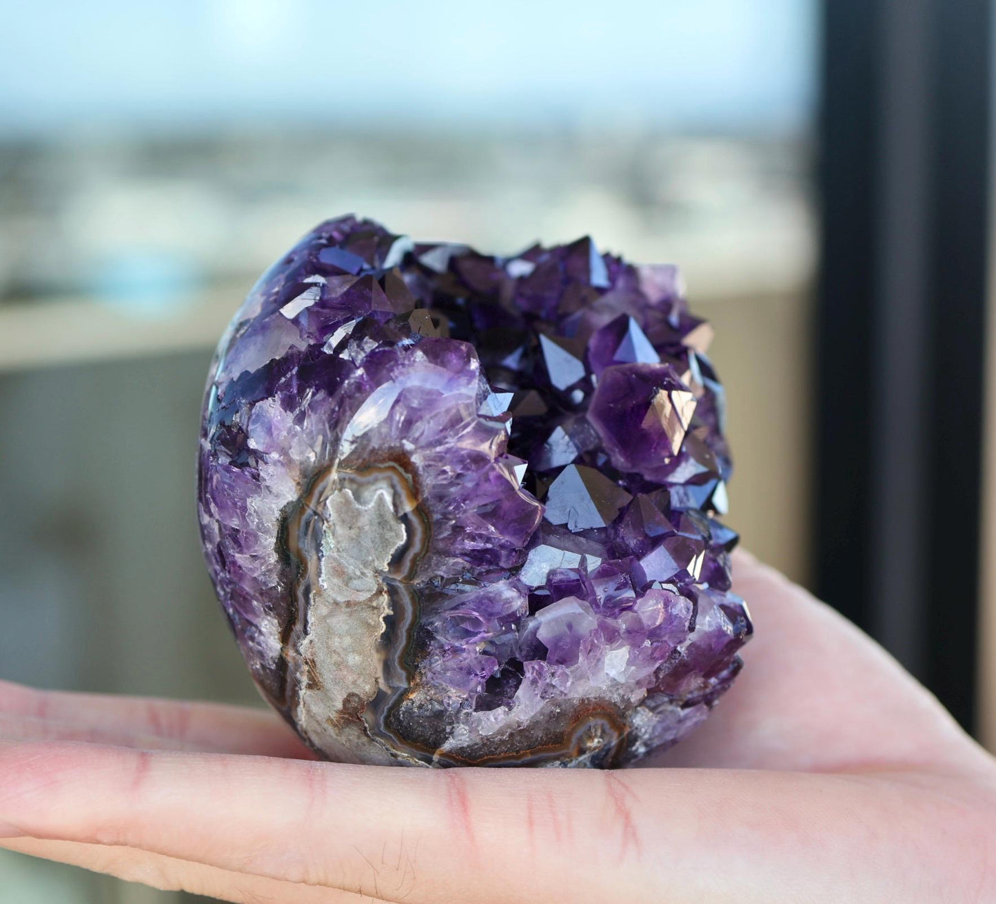 Deep Purple Amethyst Geode 515g | High Grade Uruguay Crystal Cluster | Natural Druzy Display Piece | Unique Crystal Decor