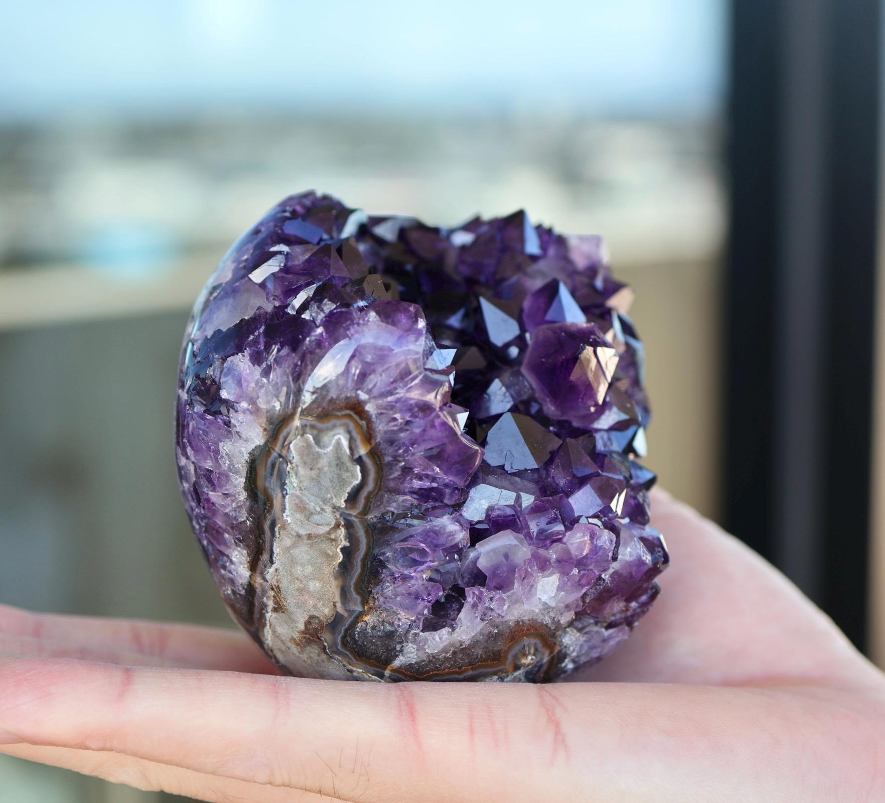 Deep Purple Amethyst Geode 515g | High Grade Uruguay Crystal Cluster | Natural Druzy Display Piece | Unique Crystal Decor