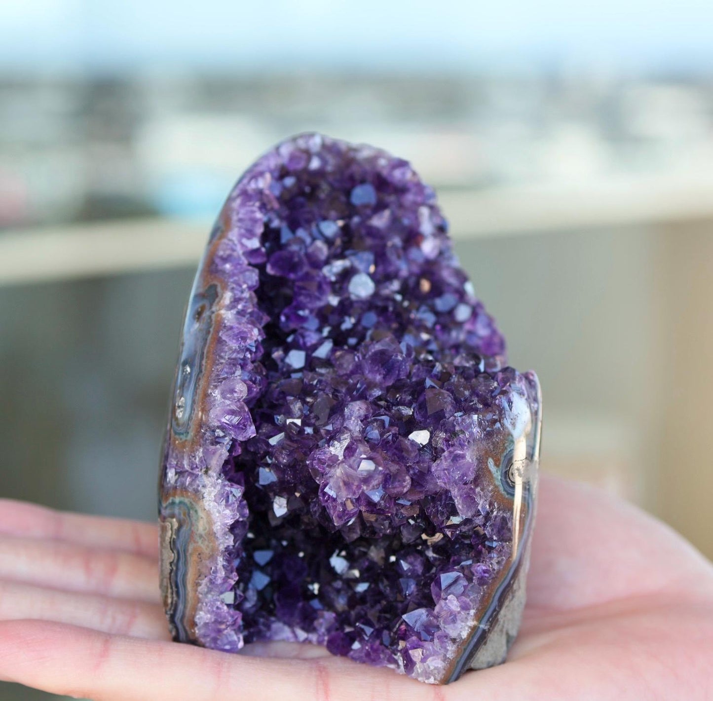 Uruguay Amethyst Cathedral, Deep Purple Amethyst Geode, Natural Crystal Specimen, Druzy Crystal Cluster, Amethyst Home Decor, Gift for Her