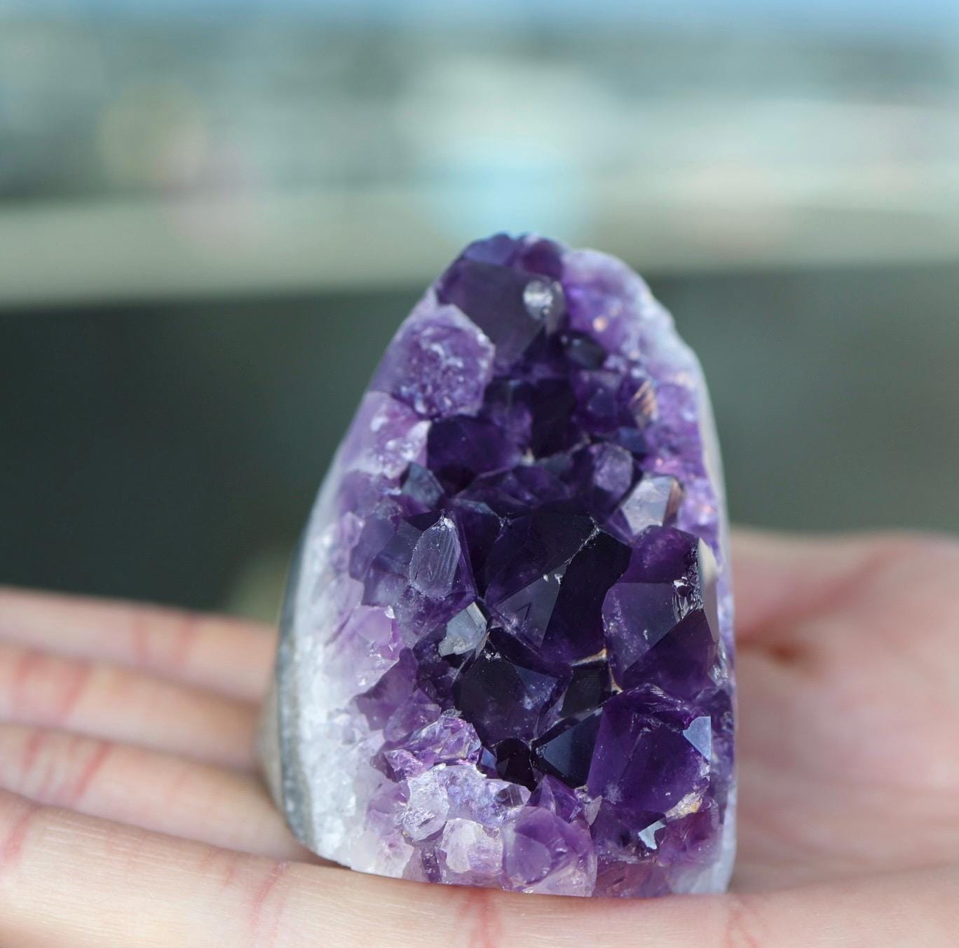 Natural Uruguay Amethyst Geode | Deep Purple Large Crystal Cluster | Standing Crystal Cave | One of a Kind Home Decor | 169g