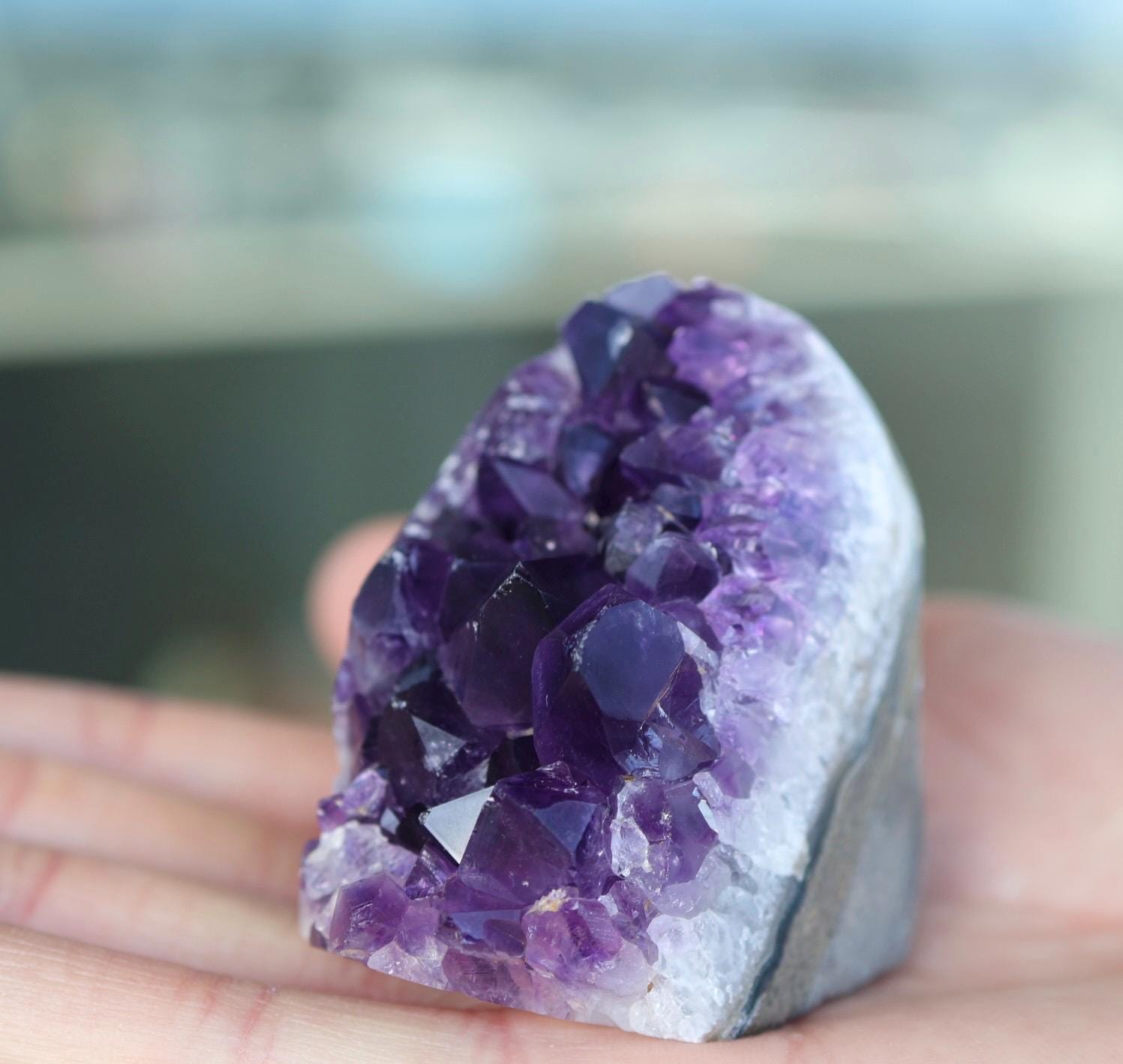 Natural Uruguay Amethyst Geode | Deep Purple Large Crystal Cluster | Standing Crystal Cave | One of a Kind Home Decor | 169g