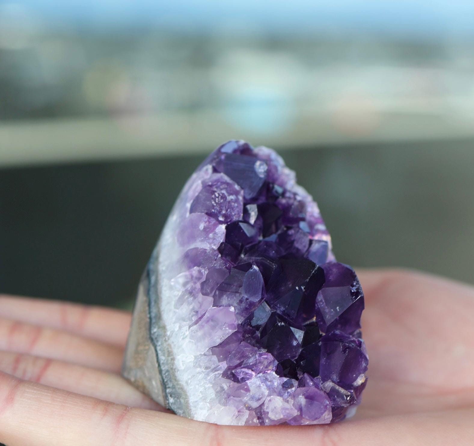 Natural Uruguay Amethyst Geode | Deep Purple Large Crystal Cluster | Standing Crystal Cave | One of a Kind Home Decor | 169g