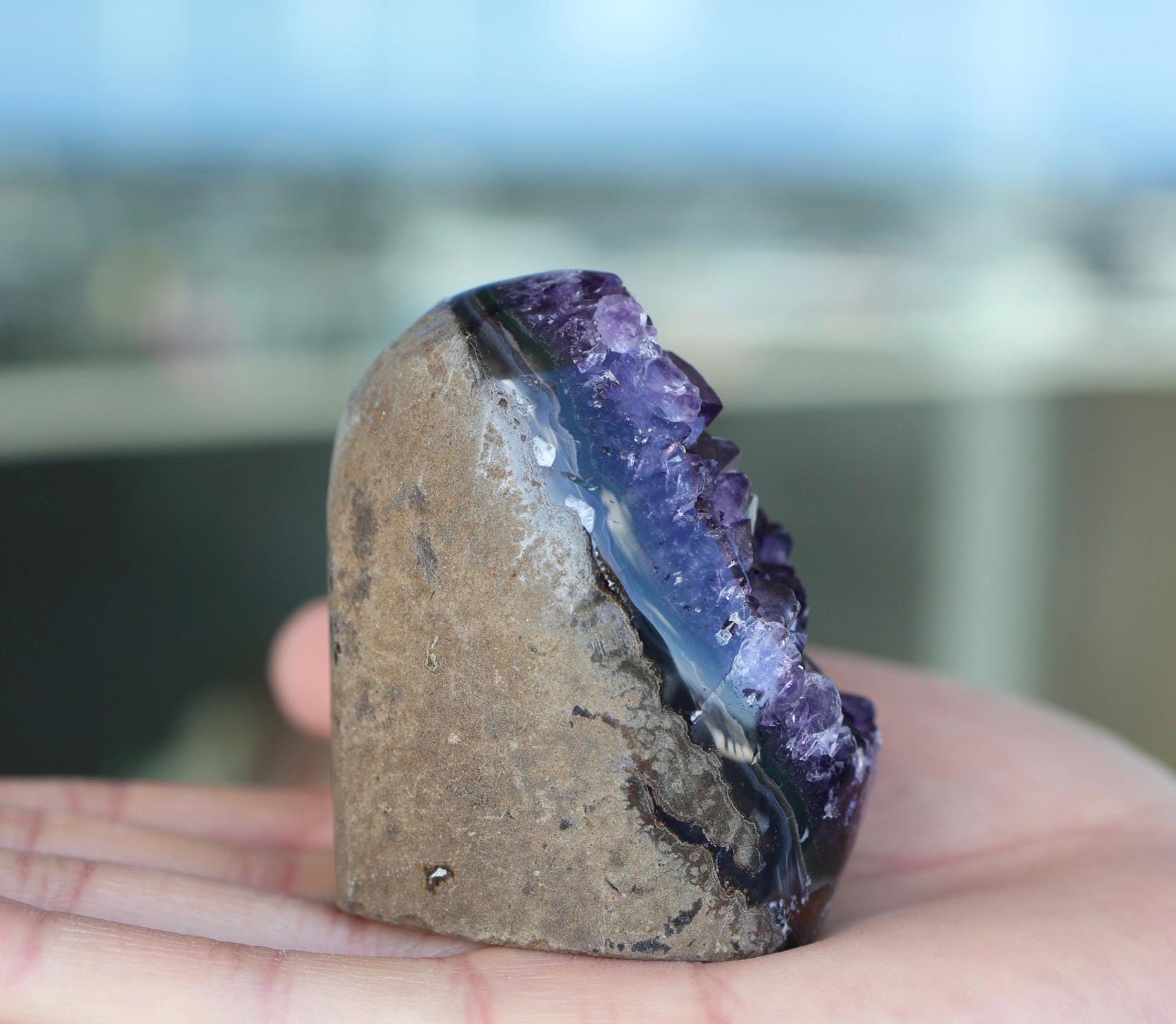 Natural Amethyst Geode 205g, Deep Purple Crystal Cluster, Freeform Amethyst, Druzy Quartz Crystal, Home Decor, Shelf Decor, Gift for Her