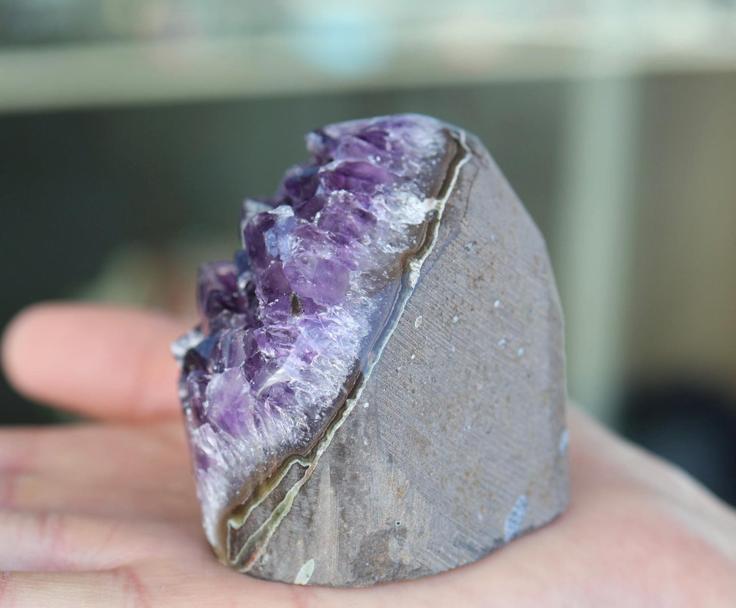 Amethyst Geode, Natural Purple Crystal Cluster, Druzy Quartz, Mineral Specimen, Crystal Decor, One of a Kind 252g