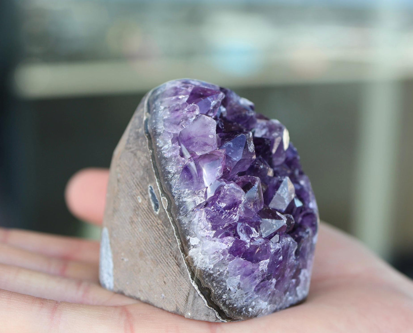 Amethyst Geode, Natural Purple Crystal Cluster, Druzy Quartz, Mineral Specimen, Crystal Decor, One of a Kind 252g