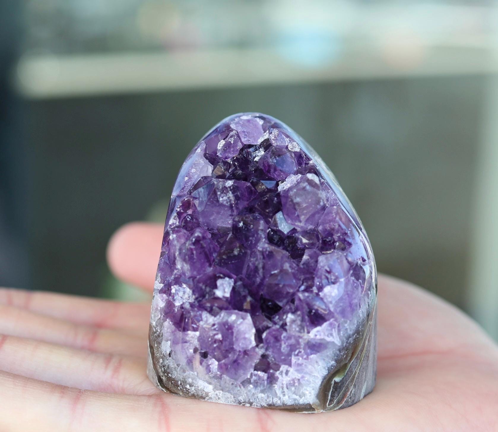 Amethyst Geode, Natural Purple Crystal Cluster, Druzy Quartz, Mineral Specimen, Crystal Decor, One of a Kind 252g