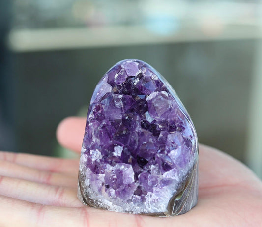 Amethyst Geode, Natural Purple Crystal Cluster, Druzy Quartz, Mineral Specimen, Crystal Decor, One of a Kind 252g