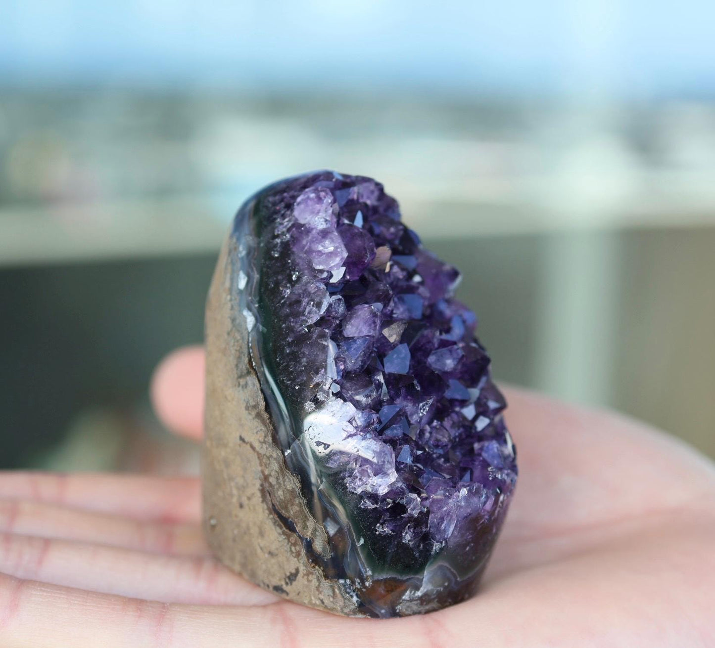Natural Amethyst Geode 205g, Deep Purple Crystal Cluster, Freeform Amethyst, Druzy Quartz Crystal, Home Decor, Shelf Decor, Gift for Her