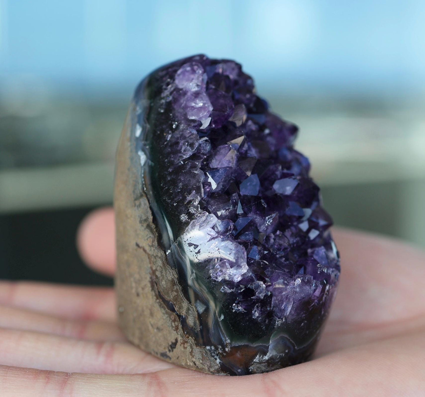Natural Amethyst Geode 205g, Deep Purple Crystal Cluster, Freeform Amethyst, Druzy Quartz Crystal, Home Decor, Shelf Decor, Gift for Her