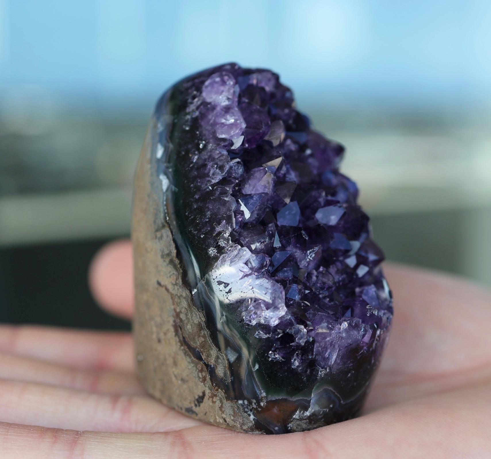 Natural Amethyst Geode 205g, Deep Purple Crystal Cluster, Freeform Amethyst, Druzy Quartz Crystal, Home Decor, Shelf Decor, Gift for Her