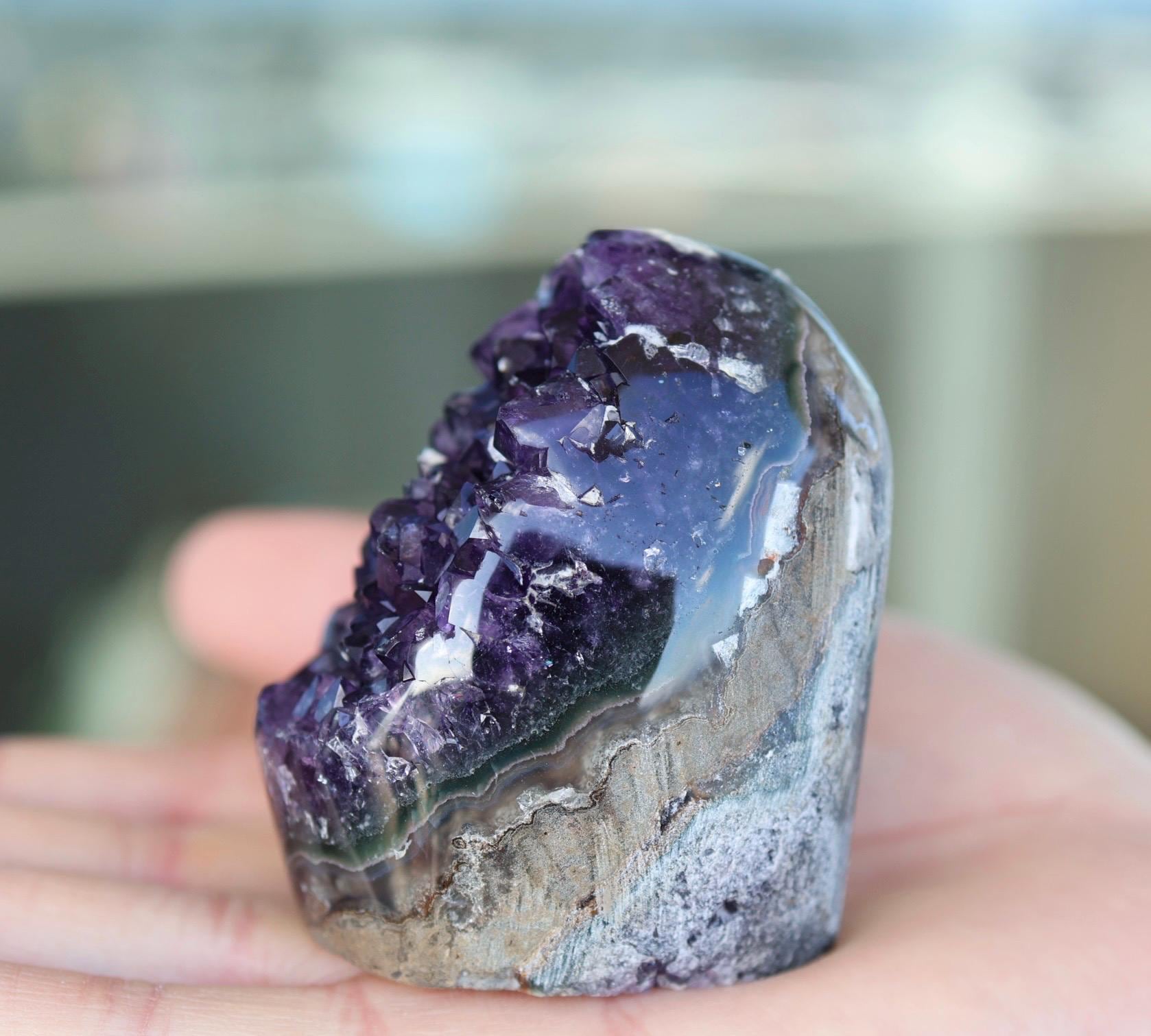 Natural Amethyst Geode 205g, Deep Purple Crystal Cluster, Freeform Amethyst, Druzy Quartz Crystal, Home Decor, Shelf Decor, Gift for Her