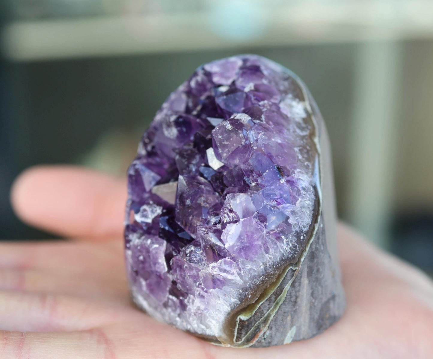 Amethyst Geode, Natural Purple Crystal Cluster, Druzy Quartz, Mineral Specimen, Crystal Decor, One of a Kind 252g