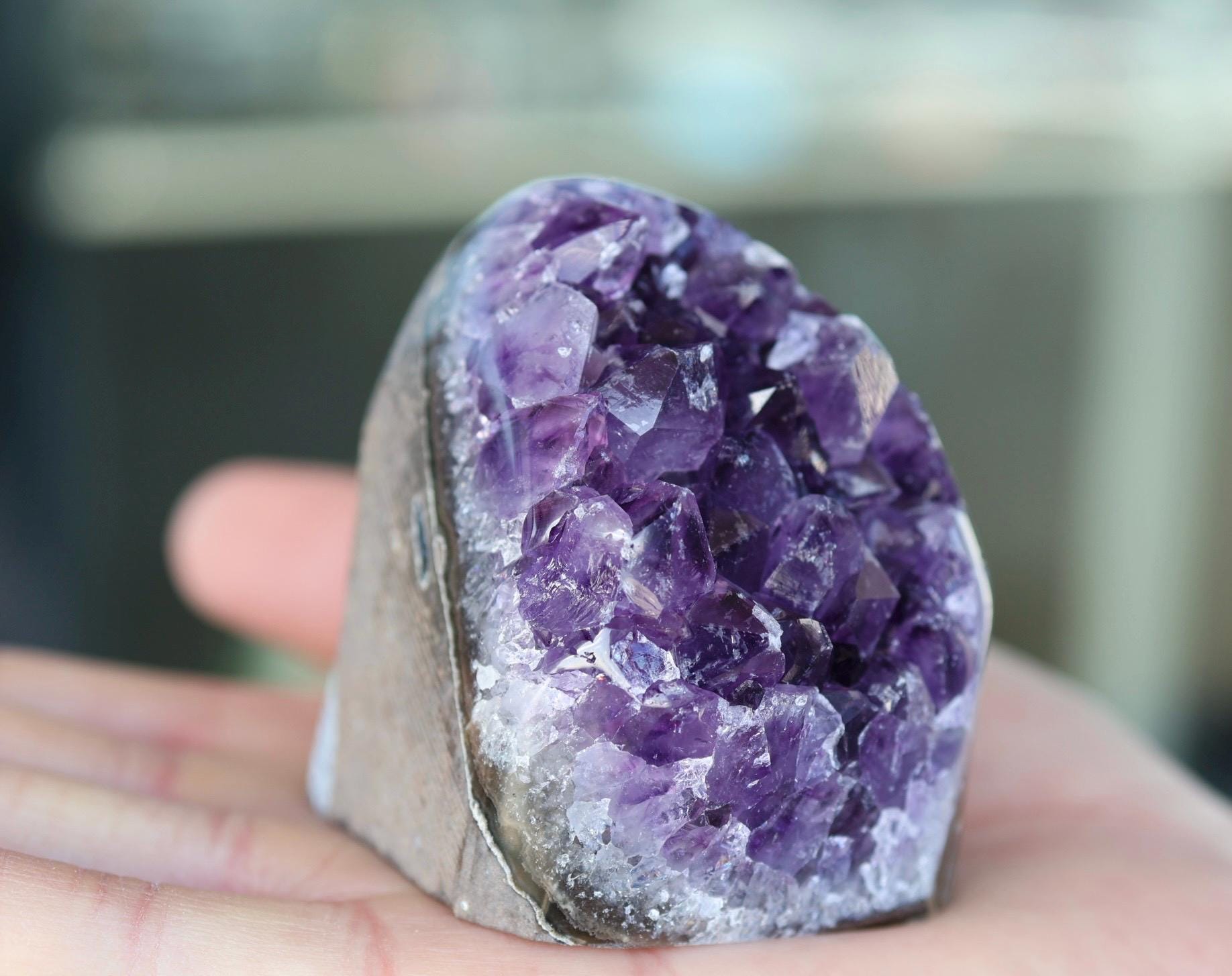Amethyst Geode, Natural Purple Crystal Cluster, Druzy Quartz, Mineral Specimen, Crystal Decor, One of a Kind 252g
